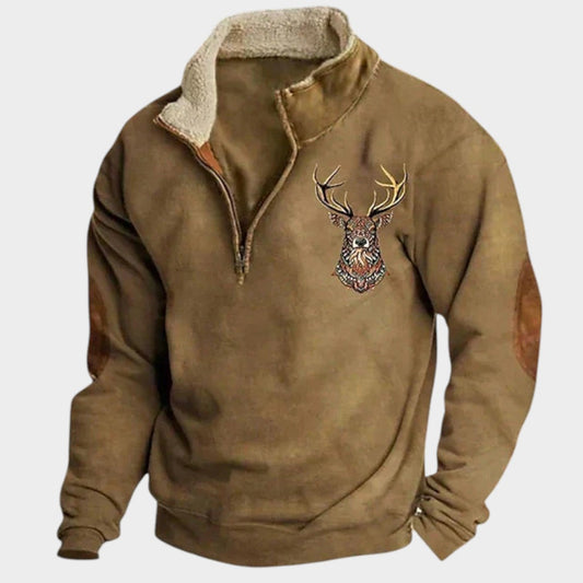 Christos | Sudadera de Invierno con Forro Polar y Diseño de Ciervo